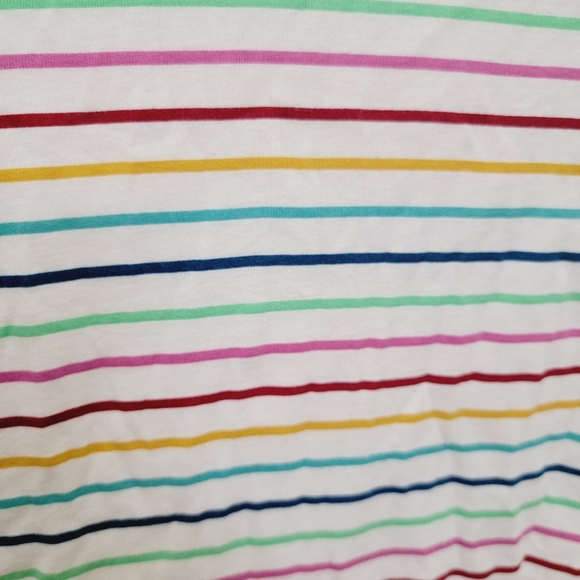 CROFT AND BARROW The Classic Short sleeves Tee in multi color stripes V neckline - Picture 5 of 7